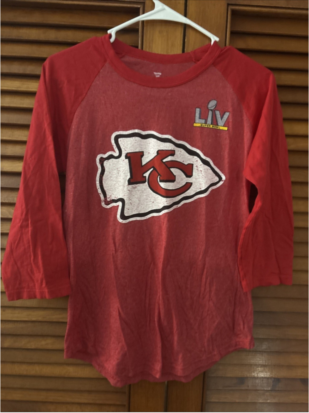 Kansas City Chiefs Patrick Mahomes 3/4 Sleeve Super Bowl LIV Shirt Size Youth M